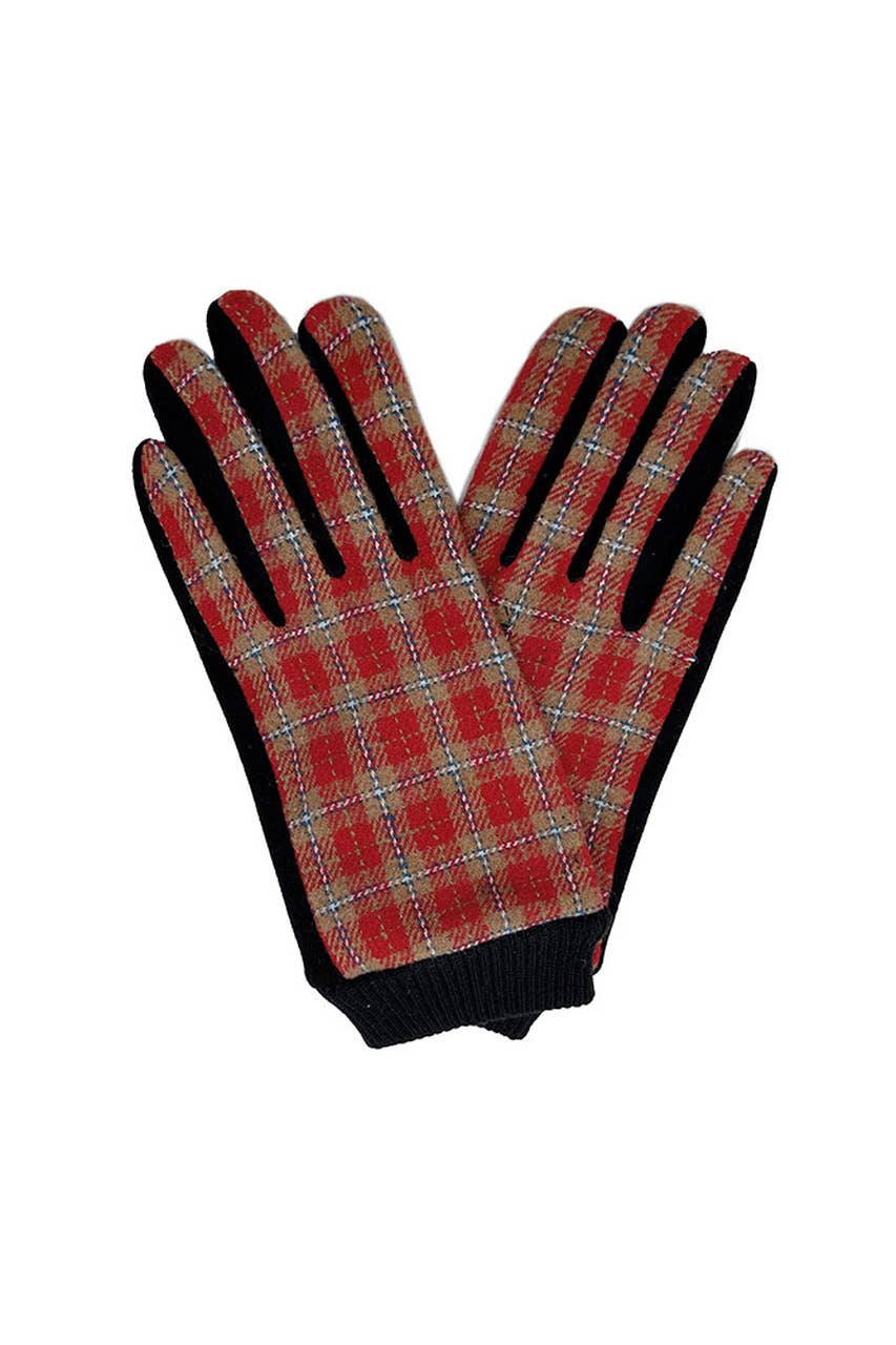 Hana - Classic Plaid And Check Touch Gloves