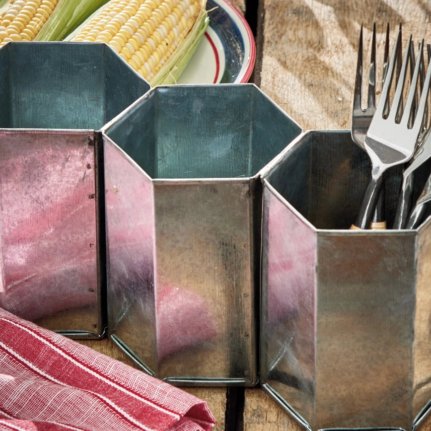 Galvanized Flatware Caddy