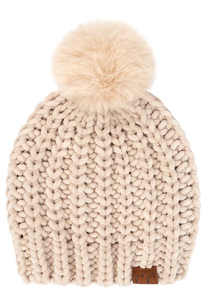 Hana - C.C Soft Chenille Chunky Yarn Beanie Hat