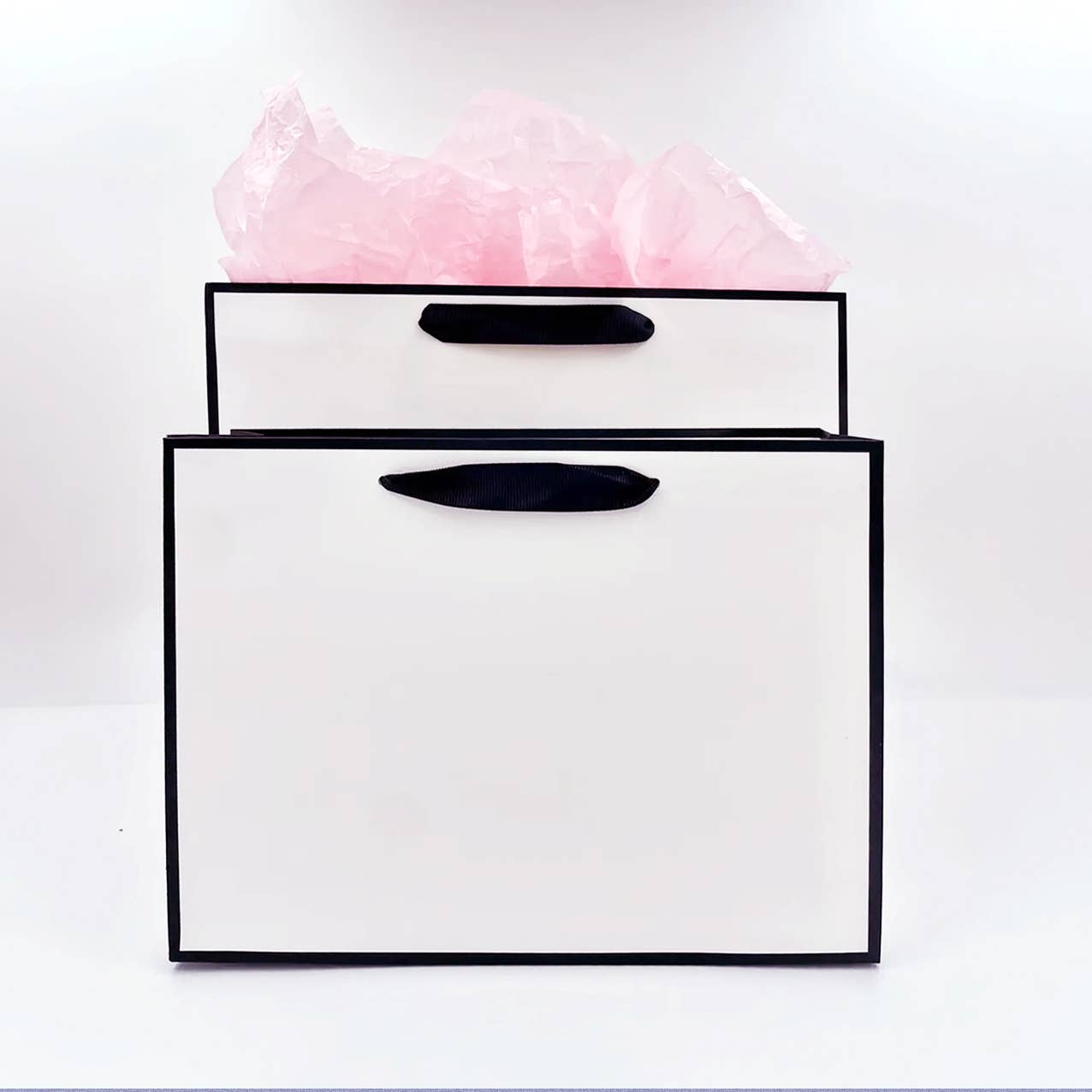 White with Black Border Paper Gift Bag