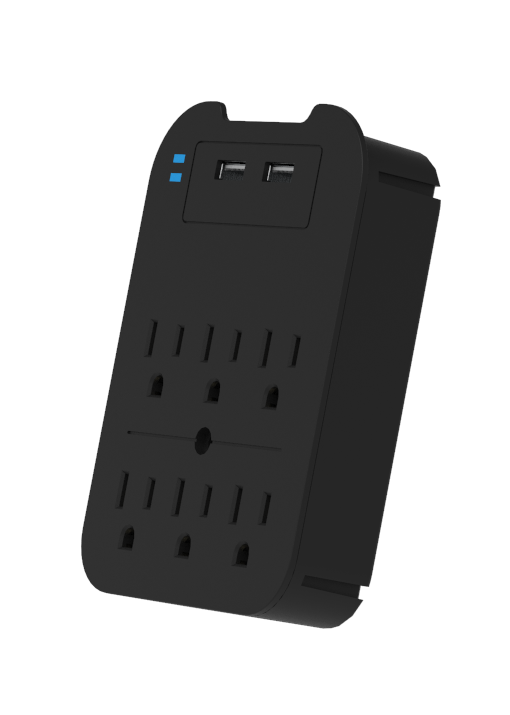 Charge Surge Protector, 6 Outlets/2 USB Ports - Retail Pack