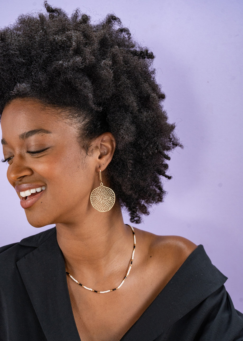 Ink + Alloy Everly Single Strand Black/White Luxe Bead Necklace