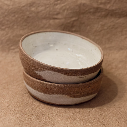 Olivia Snow Ceramics - 7" Brown and White Marbled Ceramic Coupe Bowl