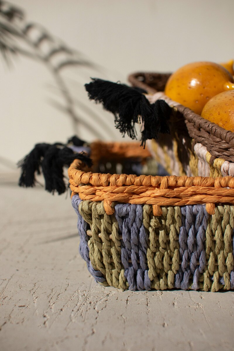 Paper Rope & Iron Tray Baskets (2 Sizes)