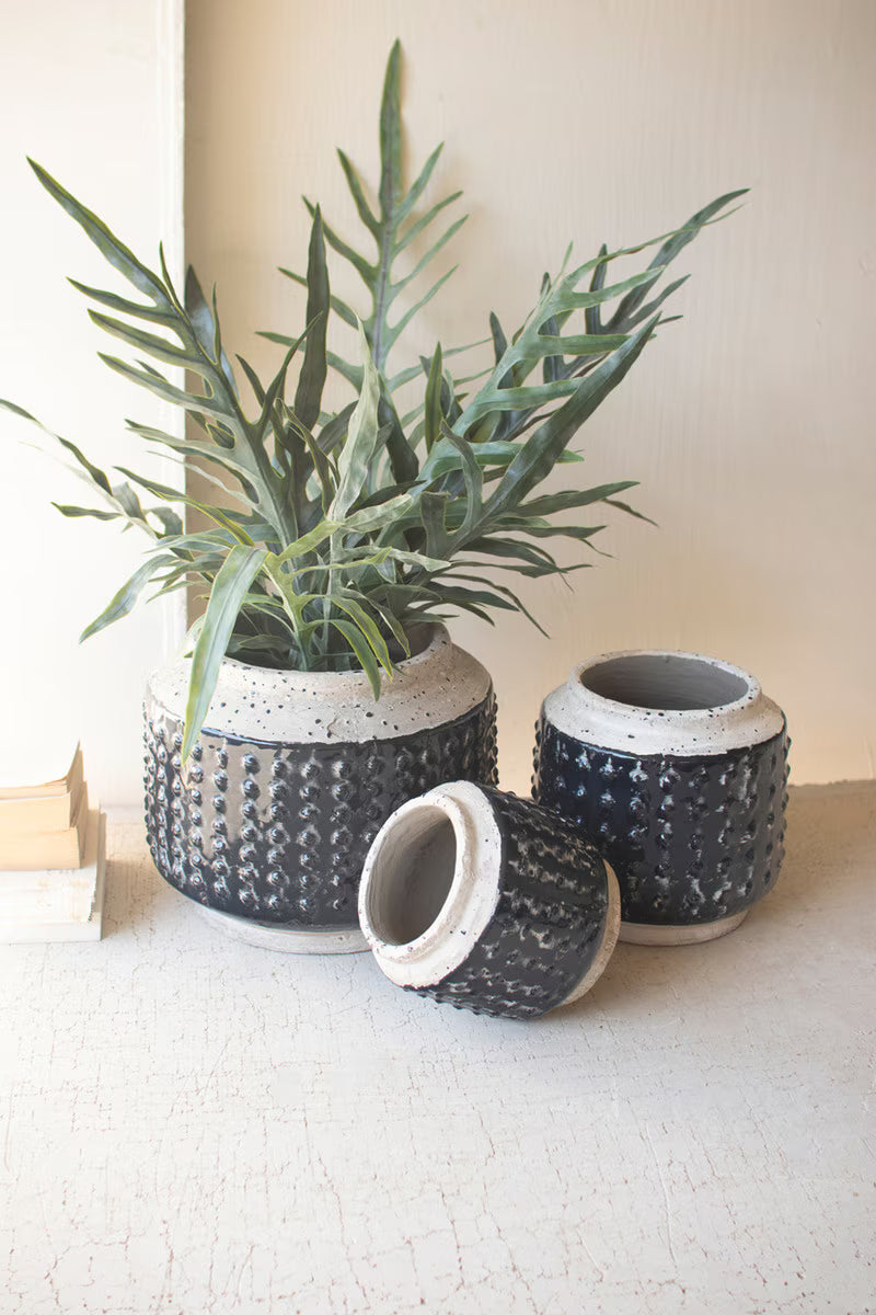Dark Blue Knobby Ceramic Pots (3 sizes)