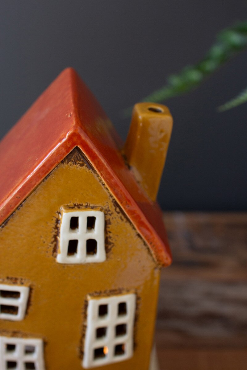 Wonky Ceramic House for Tea Lights