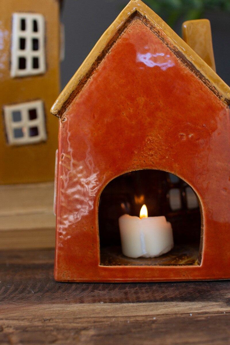 Wonky Ceramic House for Tea Lights