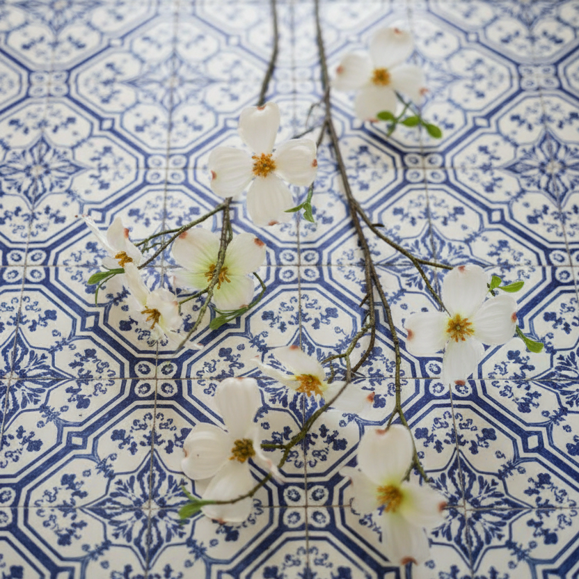 Artificial dogwood Spray - White