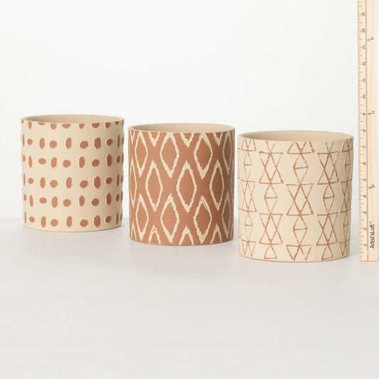 Embossed Cement Patterned Pots (3 styles)