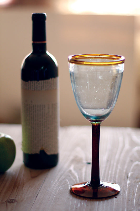 Wine Glass with Amber Rim