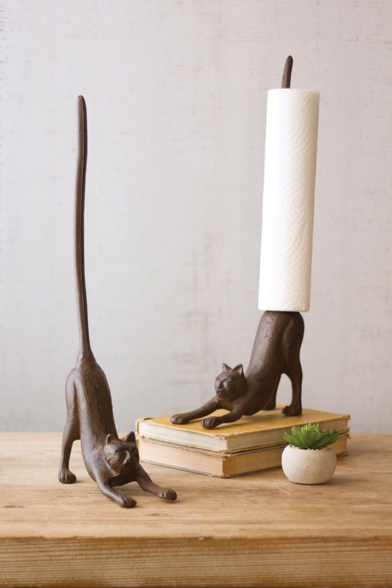 Iron Cat Paper Towel Holder