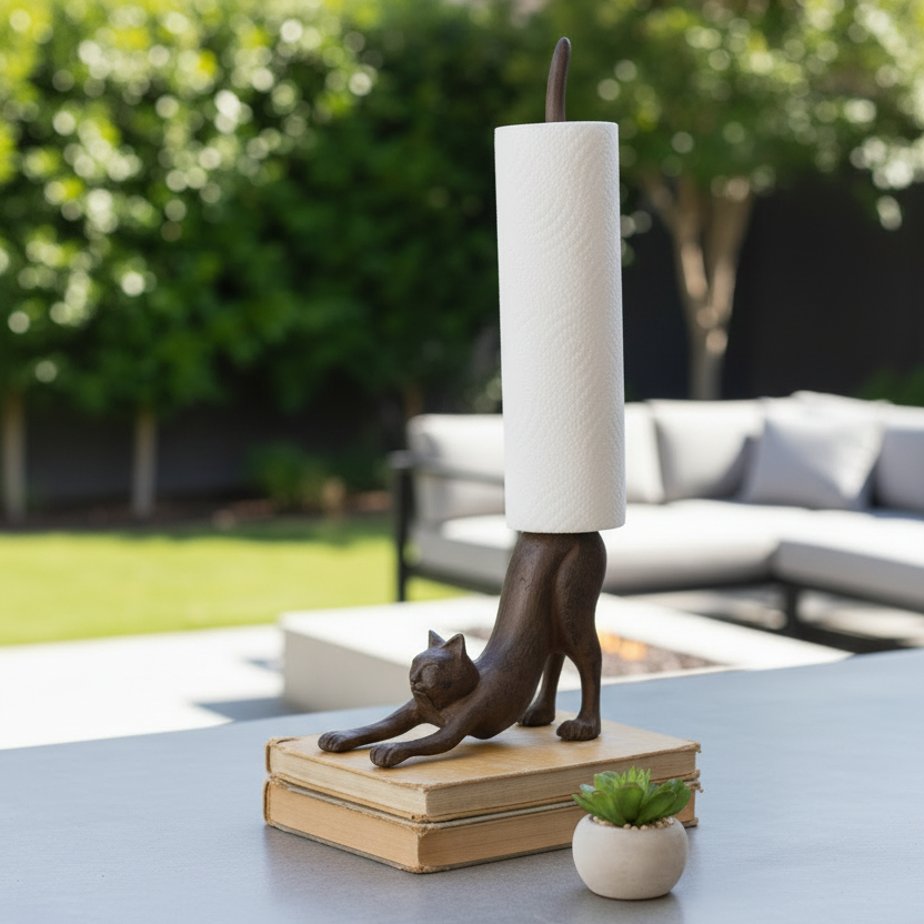 Iron Cat Paper Towel Holder
