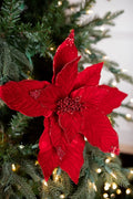 22" Poinsettia Stem (Red Glitter)