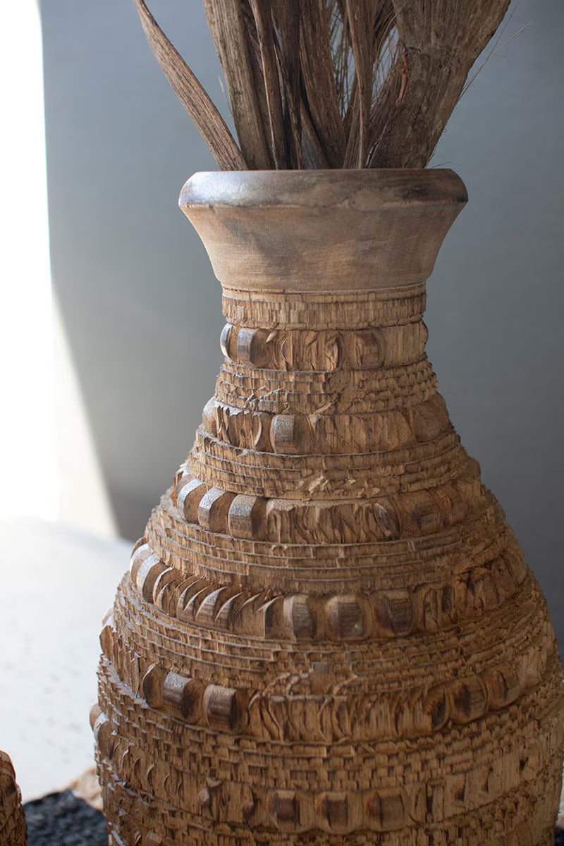 Carved Wooden Vases (2 Sizes)
