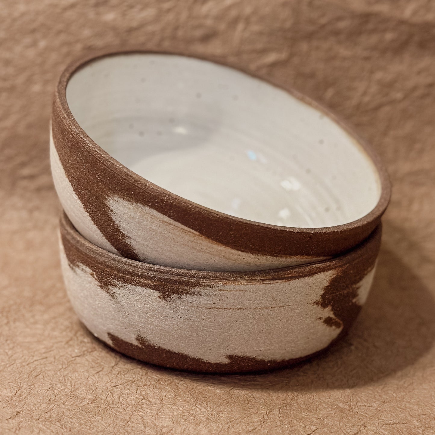 Olivia Snow Ceramics - 7" Dark Brown and White Marbled Ceramic Coupe Bowl