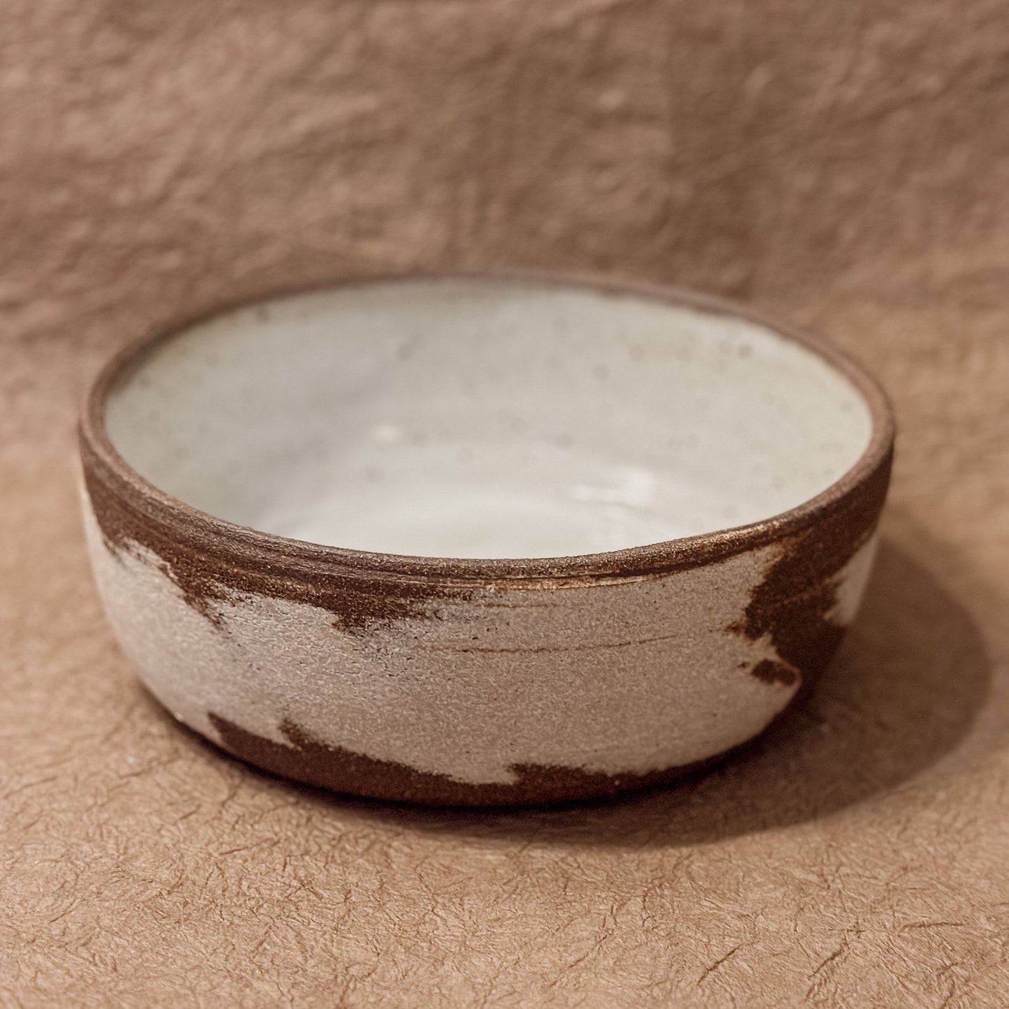 Olivia Snow Ceramics - 7" Dark Brown and White Marbled Ceramic Coupe Bowl