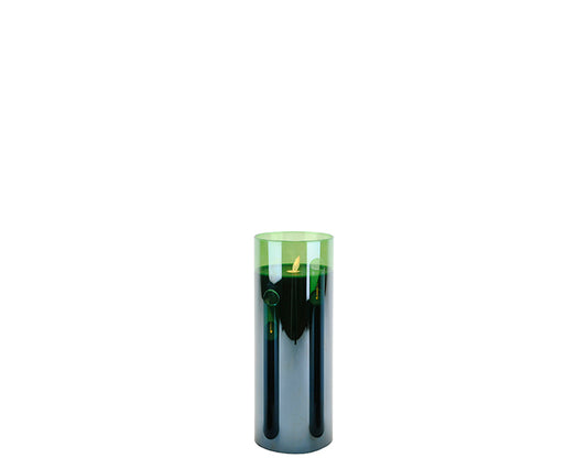 Green LED Candle in Clear Glass Cylinder 6" x 2"