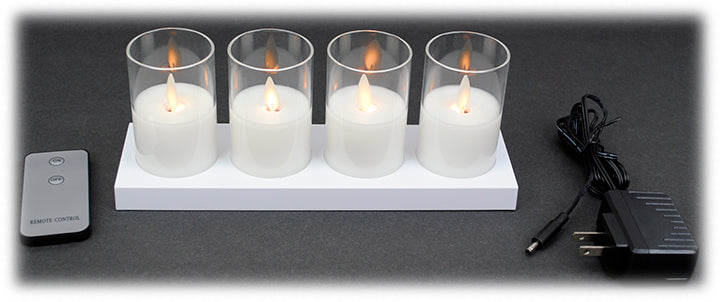 Cream Votive Candles w/Charger – Set/4