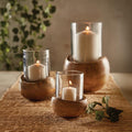 Wooden Glass Hurricane (Small)