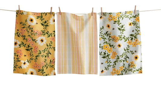 Dishtowels, Bee Floral (set/3)