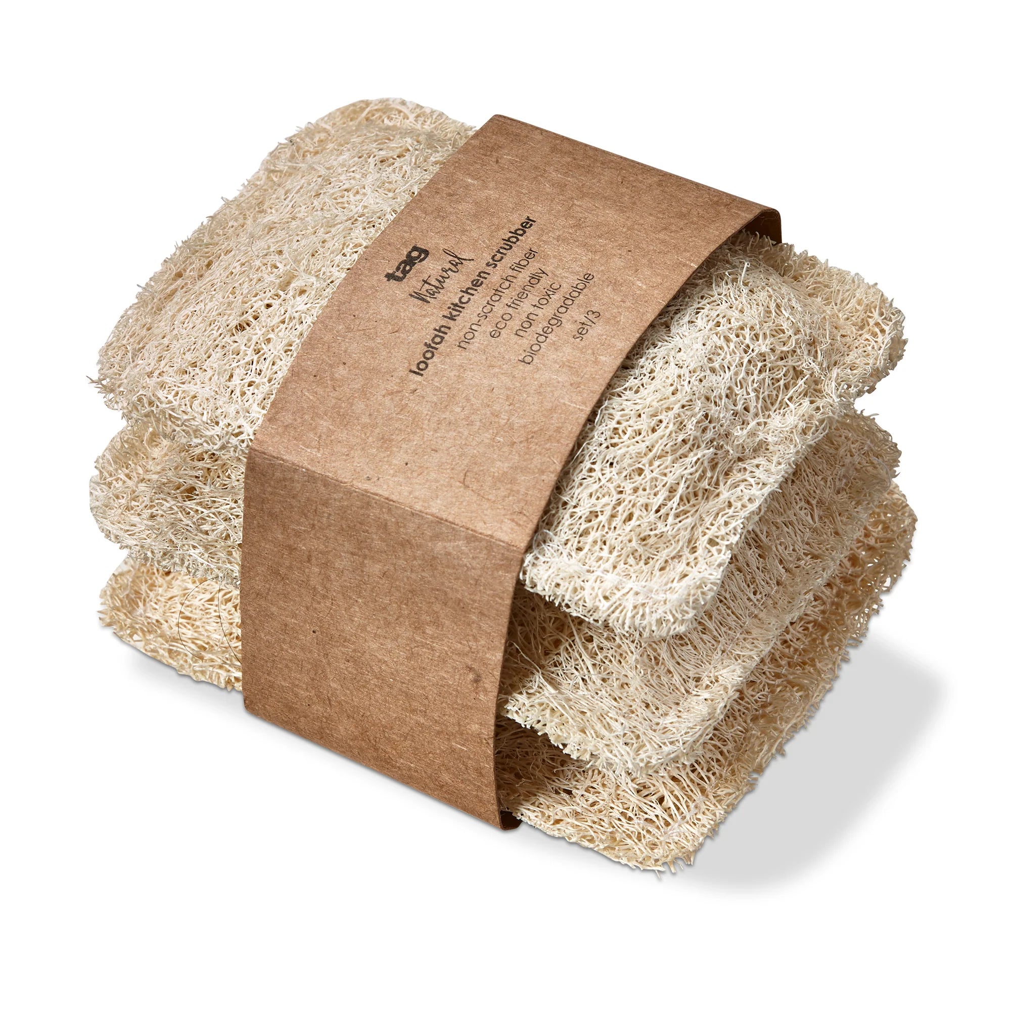 Loofah Kitchen Scrubber, Set of 3
