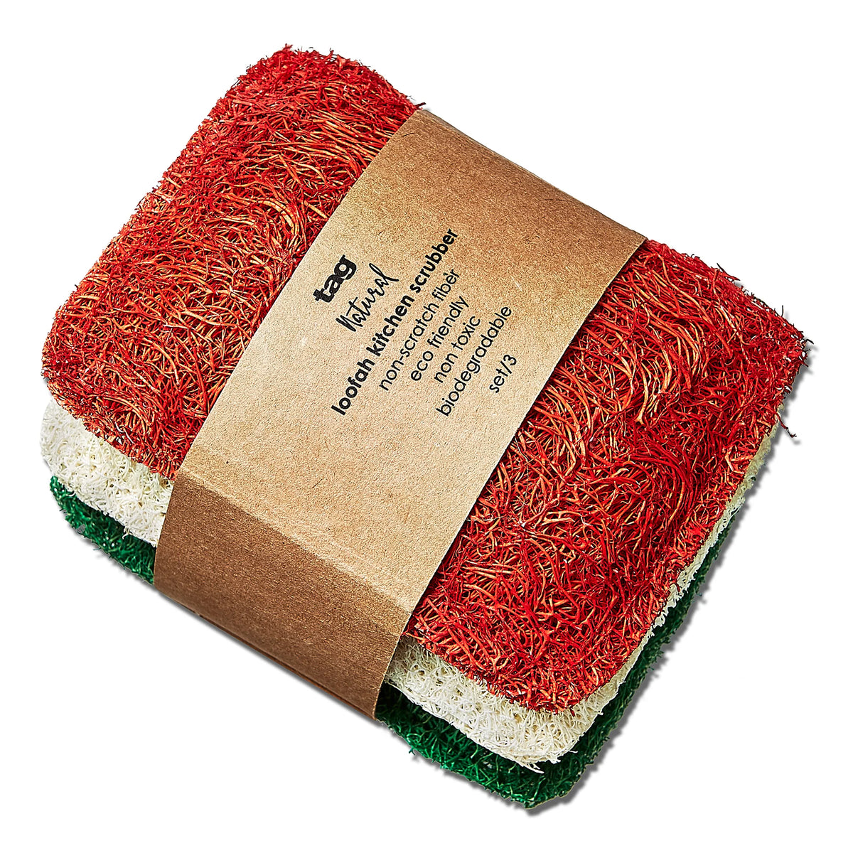Loofah Kitchen Scrubber, Set of 3
