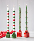 Christmas Stripes Taper Candles  (2) per box