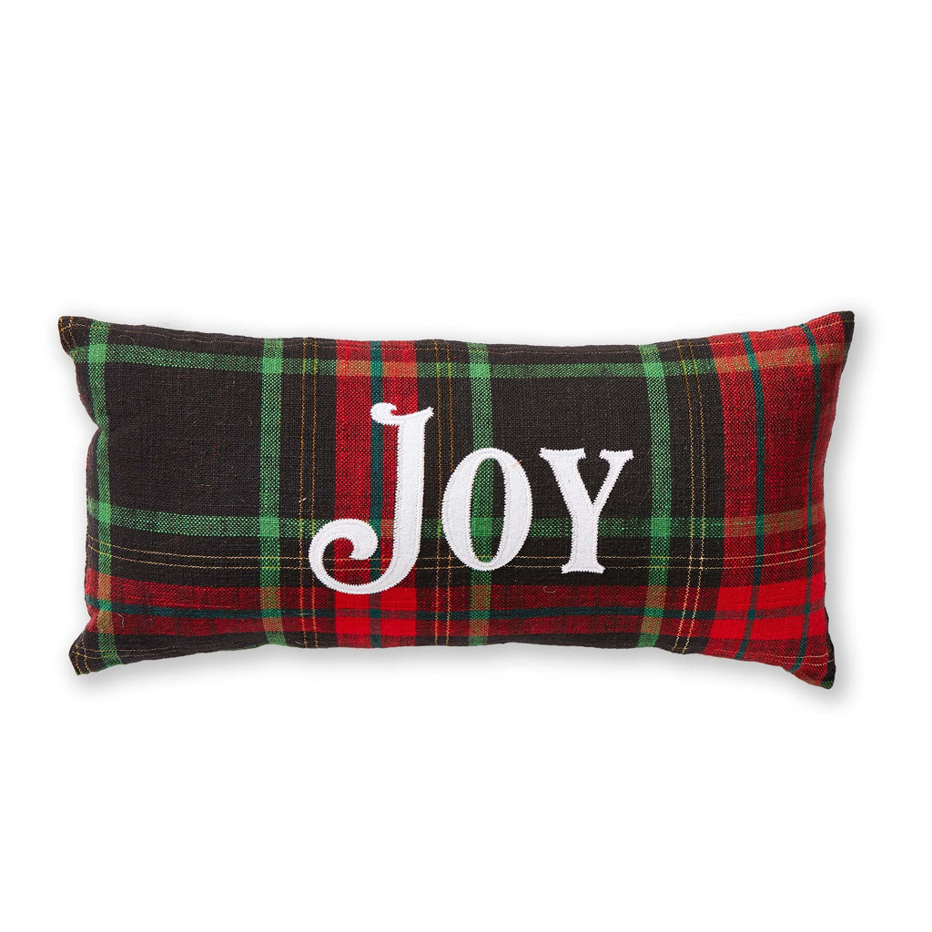 Joy Christmas Plaid Pillow