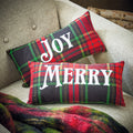 Joy Christmas Plaid Pillow