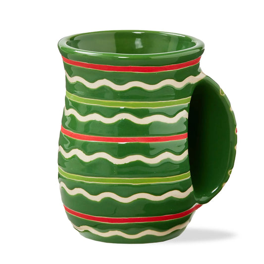 Festive Stripe Handwarmer Mug (Green)