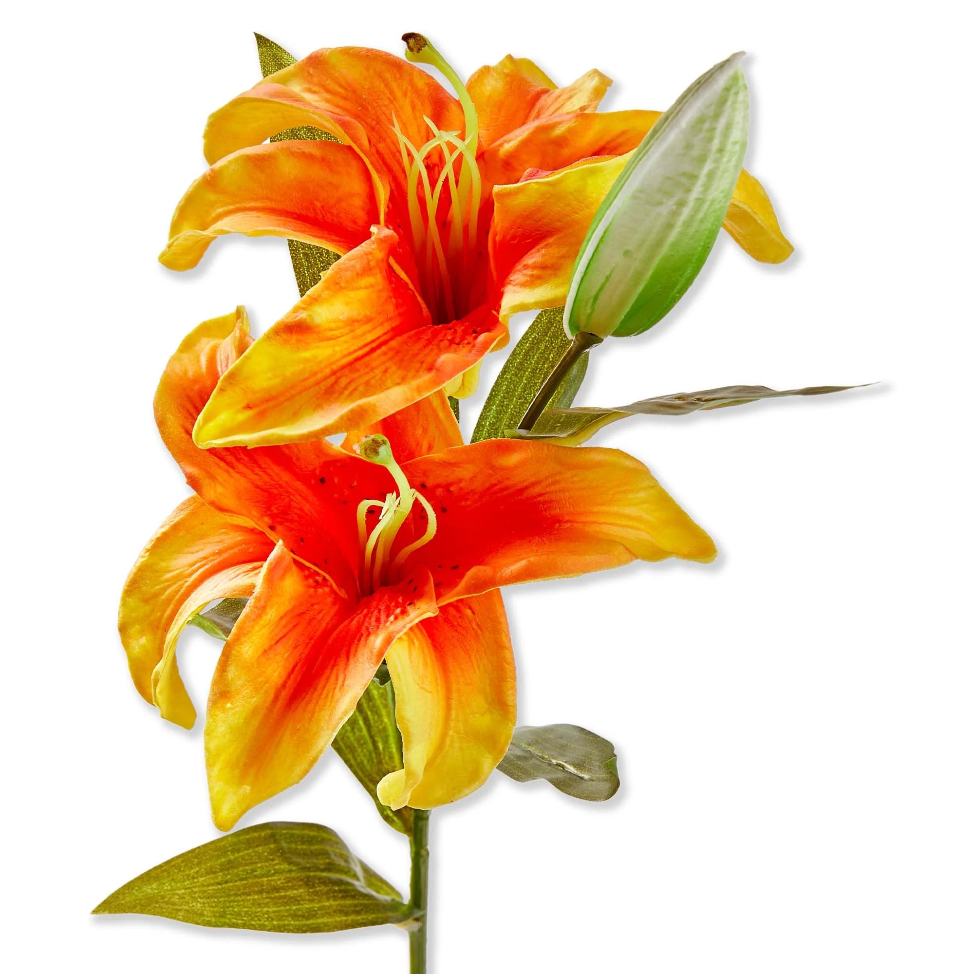 Soft Touch Faux Lily Stem - Orange