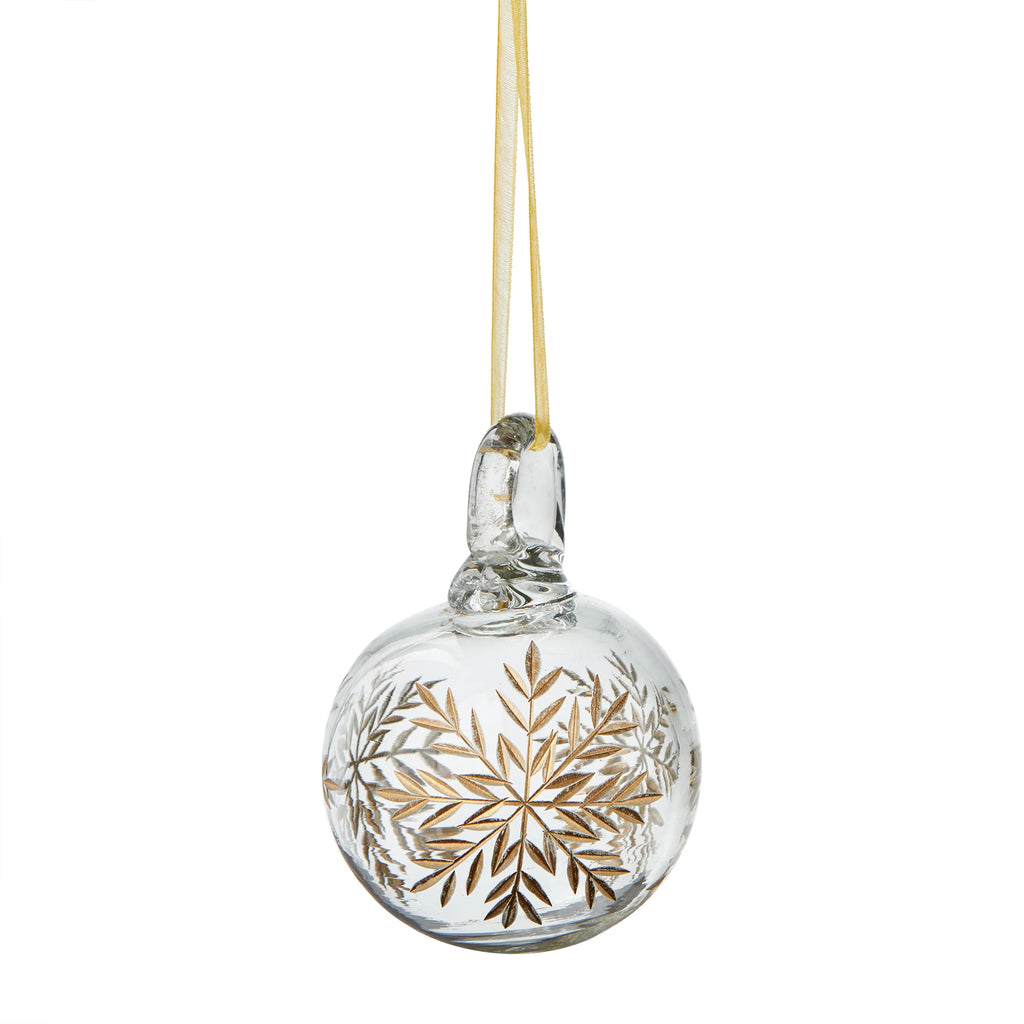 Ornament - 3" Ivory w/Gold Star & Snowflake Ball