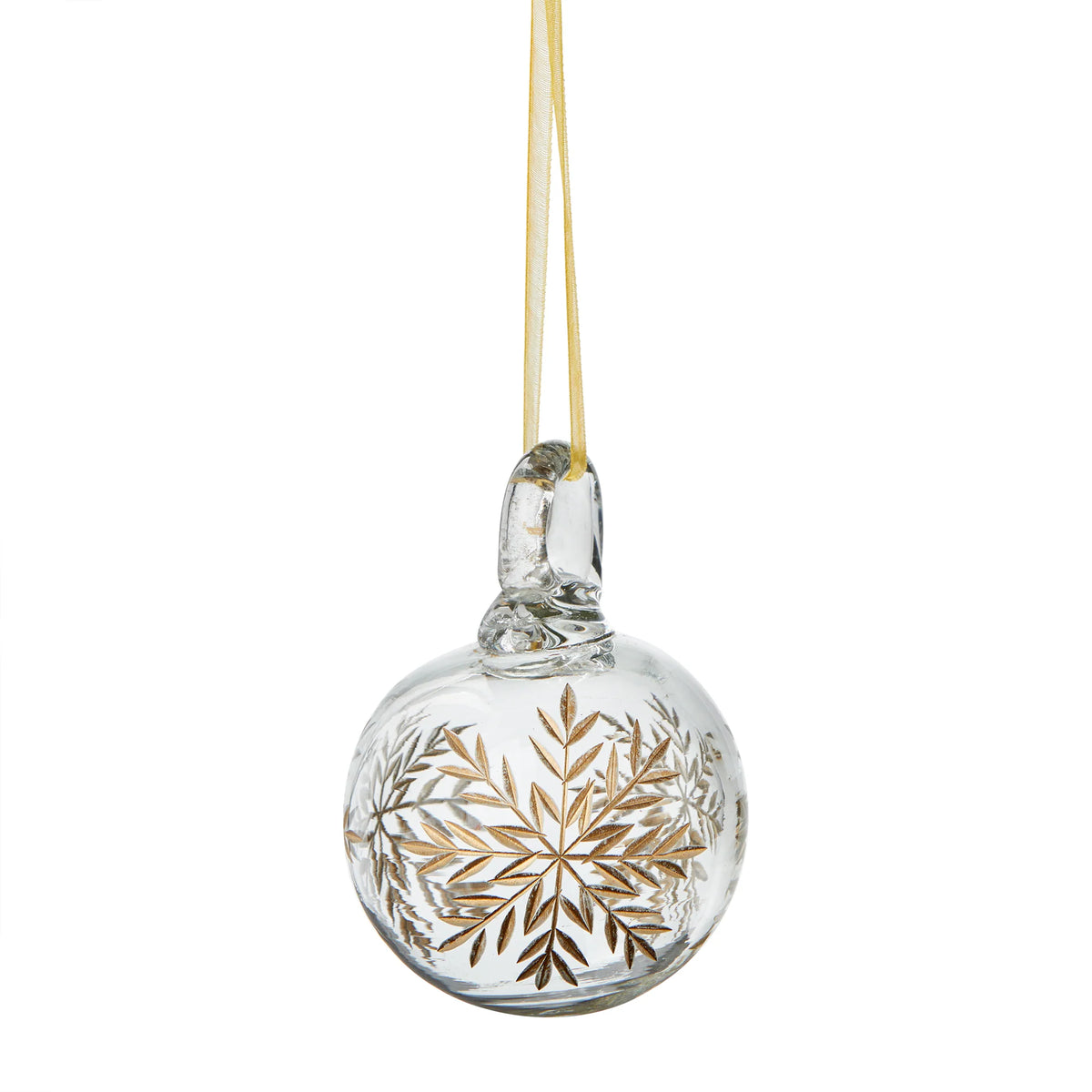 Ornament - 3" Ivory w/Gold Star & Snowflake Ball