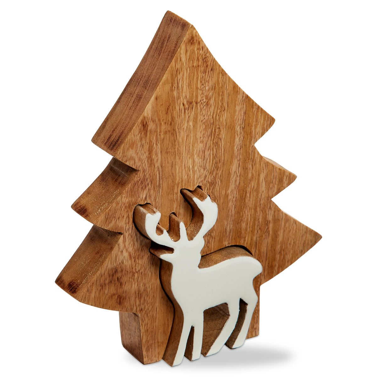 Wood  Tree W/ Cutout Deer Decor