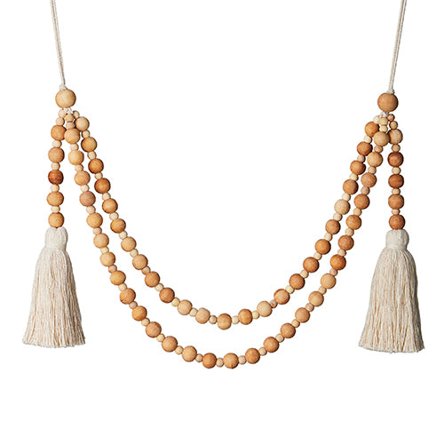 Wood Beaded Garland 20" Double Swag