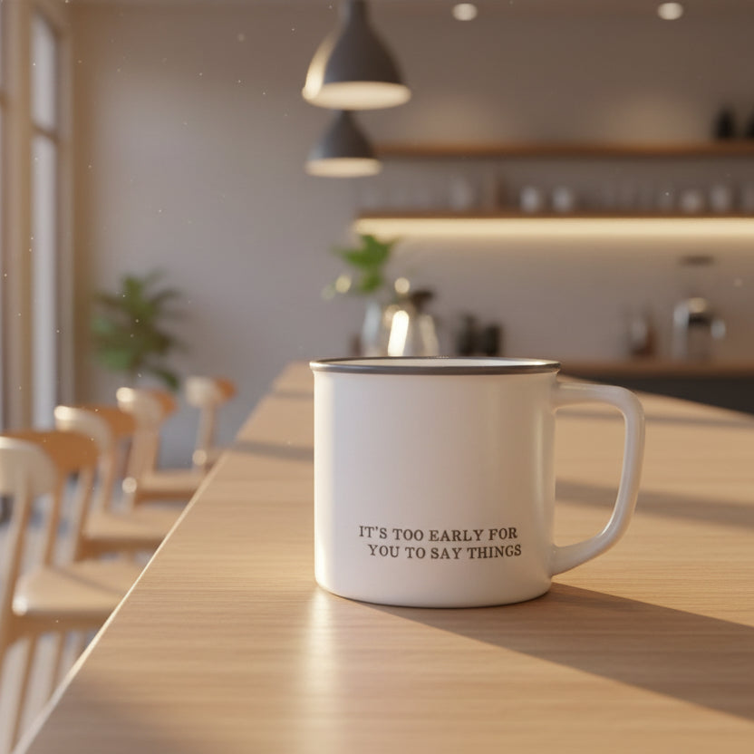 Face to Face Coffee Mug- It's To Early For You To Say Things