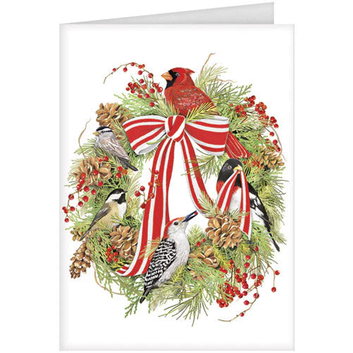 Winter Bird Wreath Greeting Card