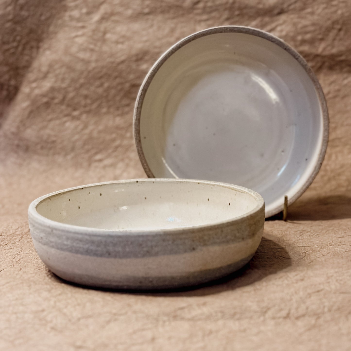 Olivia Snow Ceramics - 7" Grey and White Marbled Ceramic Coupe Bowl