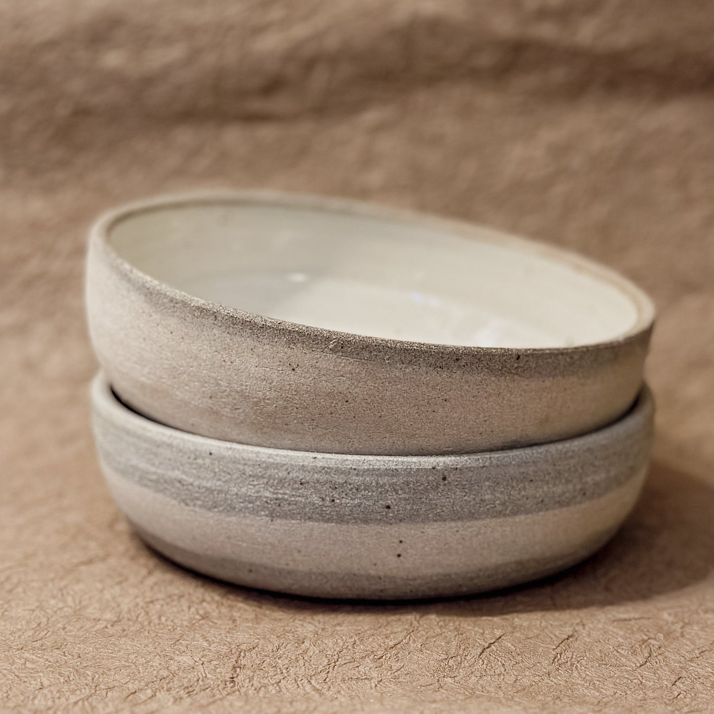 Olivia Snow Ceramics - 7" Grey and White Marbled Ceramic Coupe Bowl