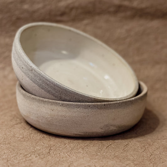 Olivia Snow Ceramics - 7" Grey and White Marbled Ceramic Coupe Bowl