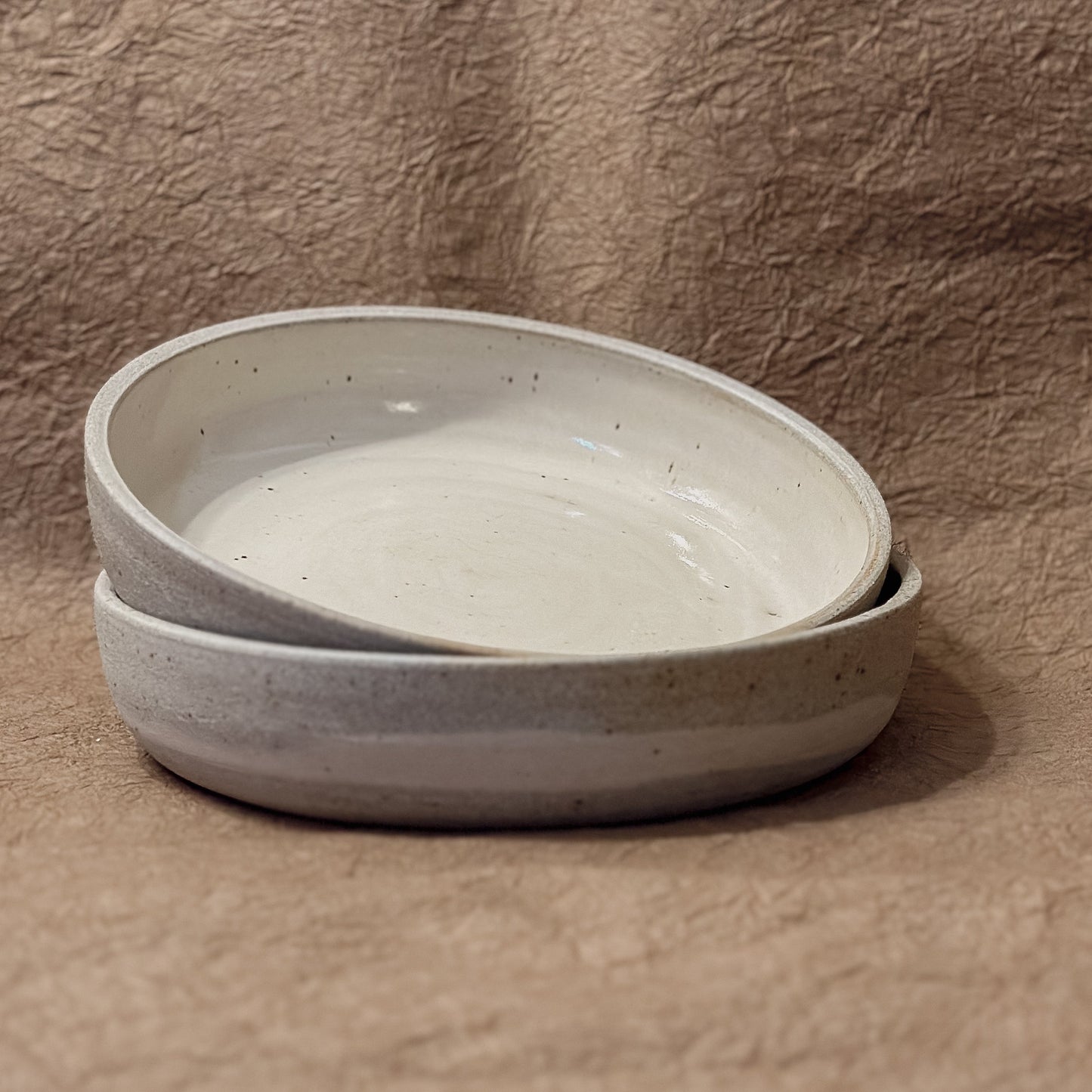 Olivia Snow Ceramics - 9" Grey and White Marbled Ceramic Coupe Bowl