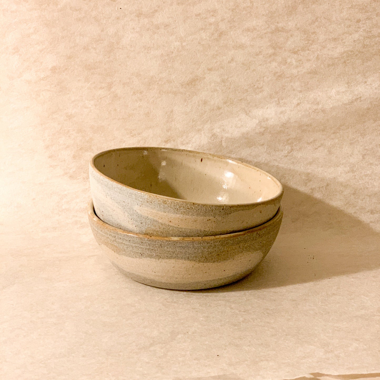 Olivia Snow Ceramics - 7" Grey and White Marbled Ceramic Coupe Bowl