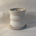 Olivia Snow Ceramics - 4" Angled Creme Planter with Saucer and Drainage