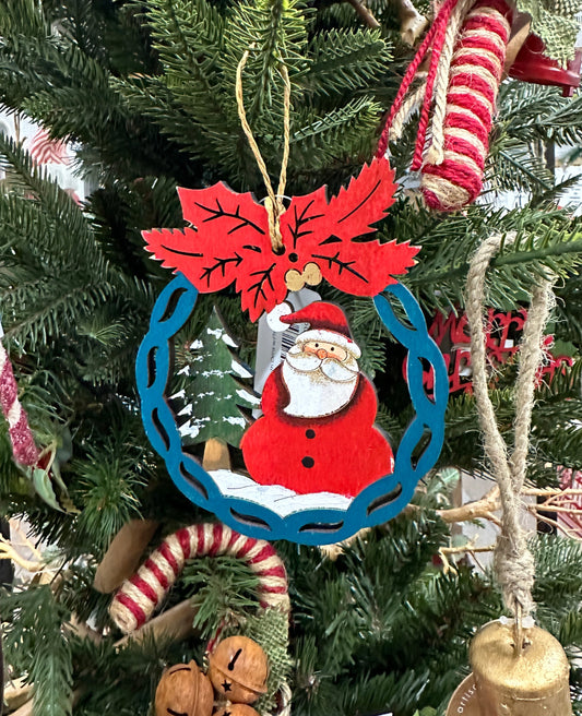 Wooden Santa Ornament