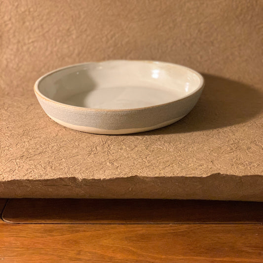 Olivia Snow Ceramics - 9" Grey and White Marbled Ceramic Coupe Bowl