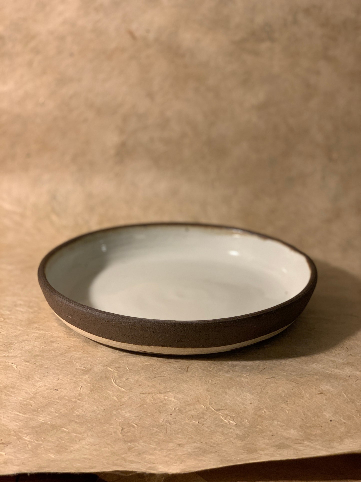 Olivia Snow Ceramics - 9.5" Dark Brown and White Marbled Ceramic Coupe Bowl