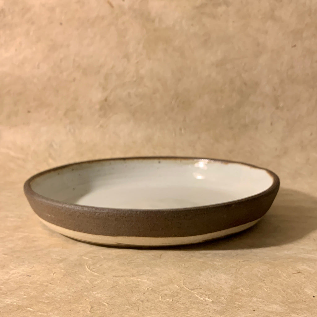 Olivia Snow Ceramics - 9.5" Dark Brown and White Marbled Ceramic Coupe Bowl