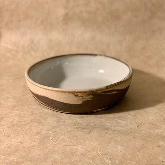 Olivia Snow Ceramics - 7" Dark Brown and White Marbled Ceramic Coupe Bowl