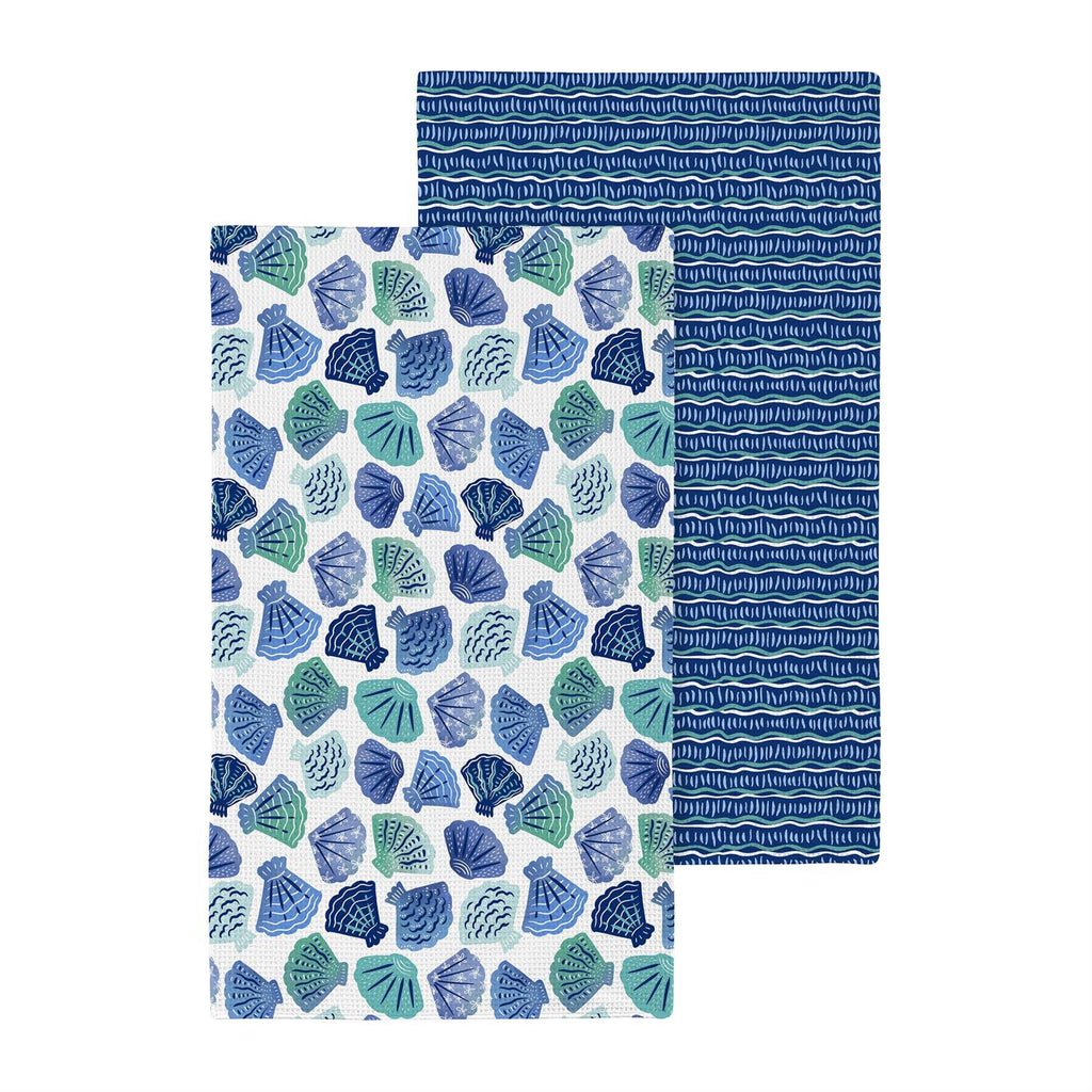 Seaside Retreat Kitchen Towel, Quick Dry Waffle Weave Double-Sided