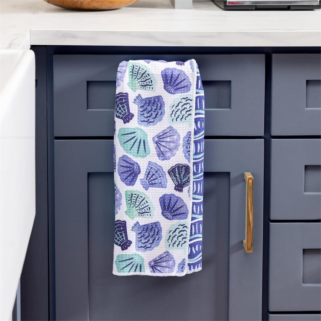 Seaside Retreat Kitchen Towel, Quick Dry Waffle Weave Double-Sided